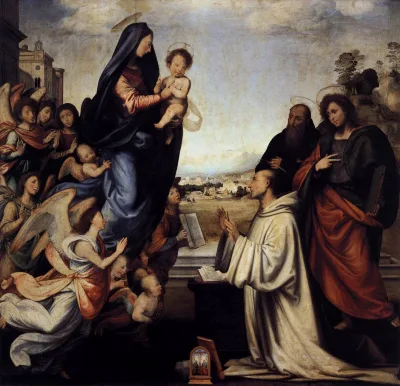 Visão de São Bernardo com São Bento e São João Evangelista — Fra Bartolomeo