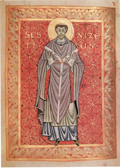 Saltério de Egberto, fol. 99r — São Nicécio de Tréveris