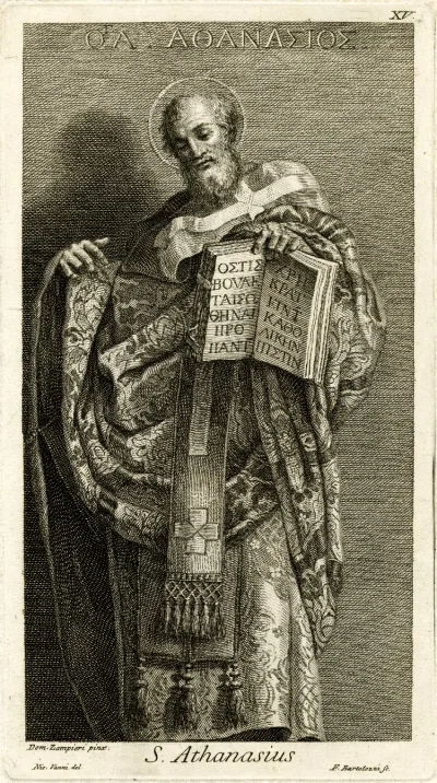 Santo Atanásio — gravura de Bartolozzi segundo Domenichino
